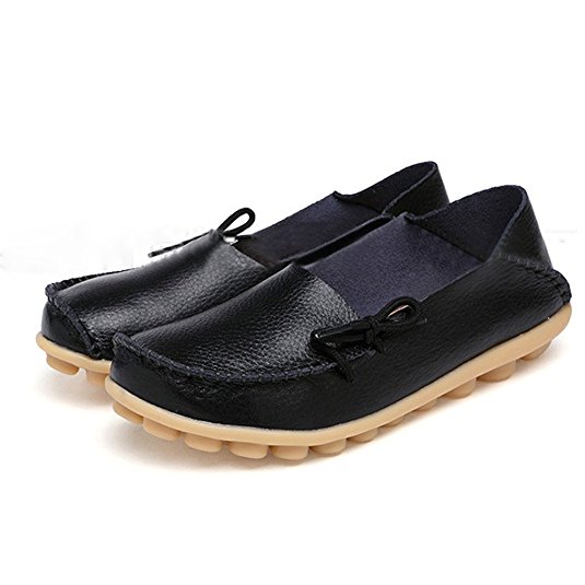 Women's Leather Loafers Shoes Wild Driving Casual Flats