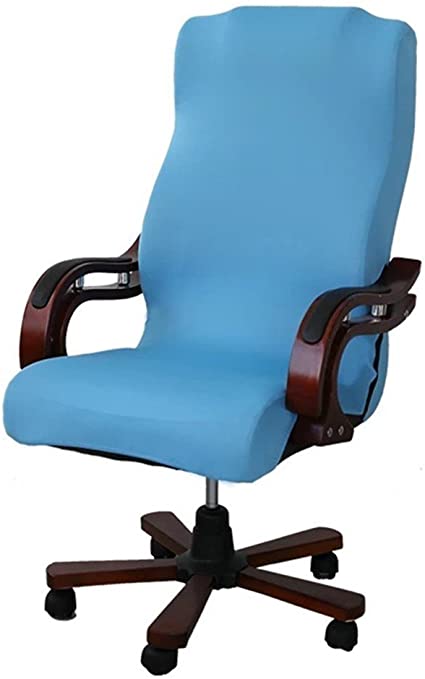 Deisy Dee Slipcovers Cloth Universal Computer Office Rotating Stretch Polyester Desk Chair Cover C064 (Sky Blue)
