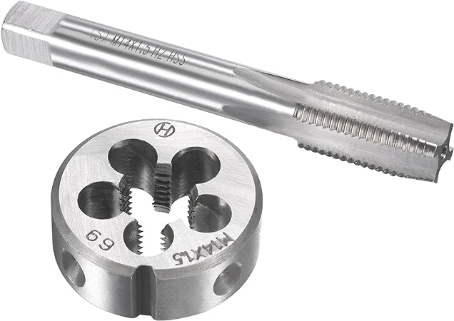 uxcell M14 x 1.5mm Metric Tap and Die Set, Machine Thread Screw Tap with Round Threading Die, Tap & Die Kit for Nut Screw Bolt Thread Repair