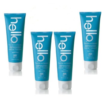4 Pack Hello Fluoride Toothpaste Delicious Supermint 5 Oz each 4 Pack