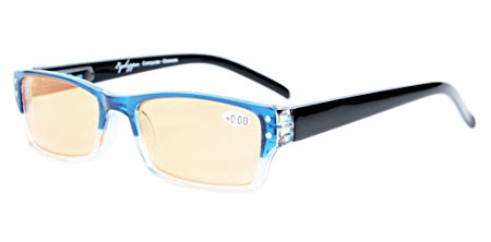 Eyekepper Spring Hinge Two-Tone Color Computer Glasses Readers Eyeglasses Blue-Clear  1.0