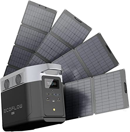 EF ECOFLOW DELTA Max(2000) Solar Generator 2016Wh with 4 X 110W Solar Panel, 6 X 2400W (5000W Surge) AC Outlets, Portable Power Station for Home Backup Outdoors Camping RV High-Power Appliances Emergency