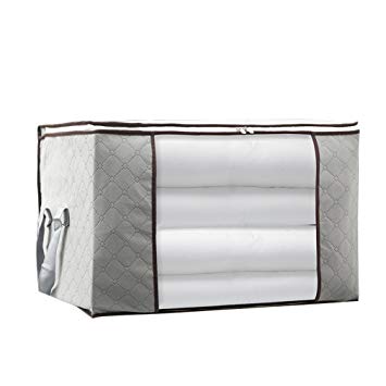 Clothes,Blanket Storage Bag,Large Capacity Household Home Organizers with Transparent Window for Comforters,Bedding,Duvets,Quilts,Pillows,Sweaters,Create Extra Storage Space,Anti-Mold,Gray
