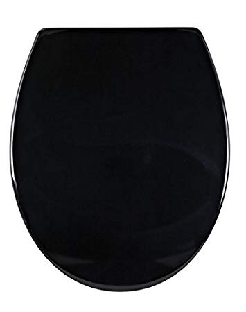 AQUALONA Toilet Seats Soft Close | Heavy Duty Duroplast with a Ceramic Appearance | One-Button Hinge Release for Quick Cleaning | Easy Install 360 degree Top and Bottom Adjustable | Black