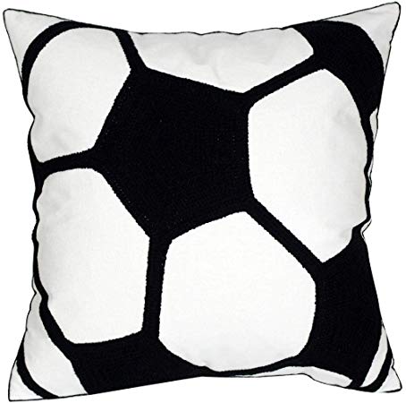 DECOPOW Embroidered Soccer Throw Pillow Covers,Square 18 inch Decorative Canvas Pillow Cover for Soccer Room Decor(Cover Only)