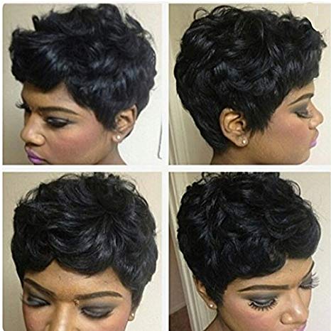 Avise 4" Brazilian Hair Short Curly Bob Wigs for Black Wome Short Curly Human Hair Wigs Short Pixie Cut Wigs for Women