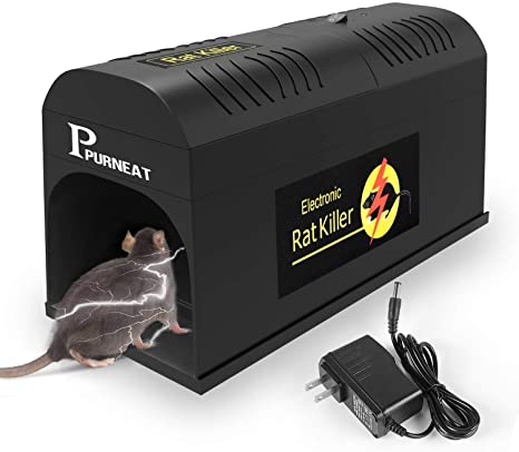 P PURNEAT Electric Rat Trap and Mouse, Rodent, Chipmunk Zapper -Instant and Humane Rodent Mice Effective and Powerful Killer Rodent Trap-Mess Free Operation 【2020 Upgraded】 (1 Pack)