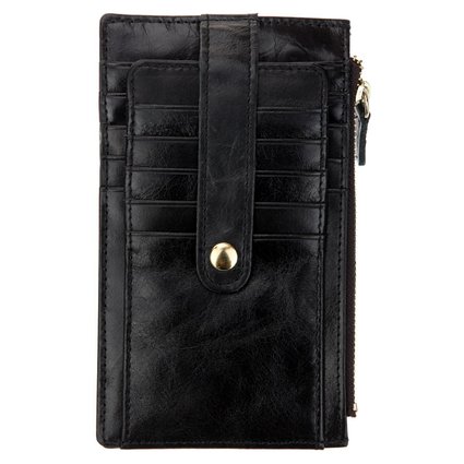 DKER Top Grain Leather Multi-fonction Credit Card Organizer Wallet Bifold with Snap