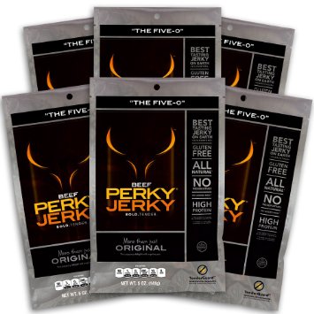 Perky Jerky Gluten Free More Than Just Original Beef Jerky 5 Ounce Pack of 6