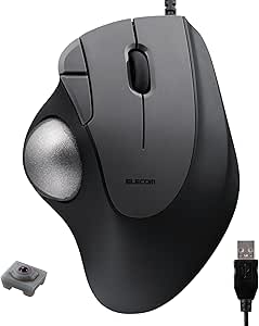 ELECOM Ergonomic Comfort Design Trackball IST Wired USB-A Connection, Smooth Tracking with Ruby Ball Bearing, 36mm Ball, Thumb Control, Compatible for Windows, PC, and Mac Black (M-IT10URBK)