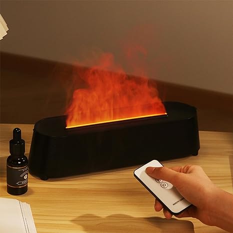 JPTXTXG Flame Diffuser Aromatherapy Humidifier 200ml Essential Oil 7 Colors Diffuser with Remote Control Flame humidifier fire Diffuser for Bedroom Spa Yoga Office