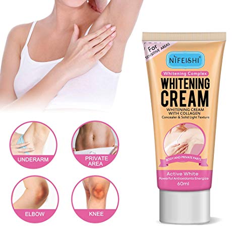 Skin Whitening Cream, Lightening Cream Effective for Armpit, Knees, Elbows, Sensitive & Private Areas, Whitens, Nourishes, Repairs & Restores Skin(60ml)