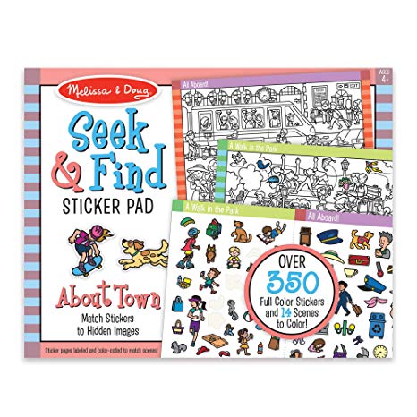 Melissa & Doug Seek and Find Sticker Pad – Around Town (400  Stickers, 14 Scenes to Color)