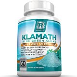 Top Rated Klamath Blue Green Algae - More Effective Than Spirulina or Chlorella - Grown From The Clean Pure Source Of Klamath Lake 500mg 60ct Gel Capsules By BRI Nutrition