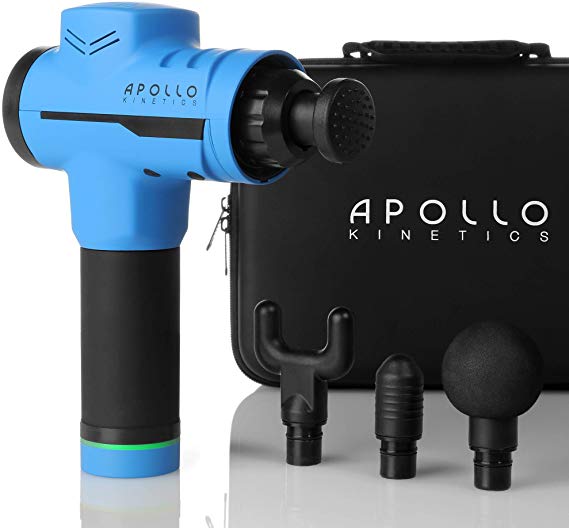 Apollo Kinetics Portable Electric Deep Tissue Percussion Massage Gun - Hand Held Cordless Design Full Body Muscle Massager Drill, Pain Relief Recovery Stimulator, Carry Case & 4 Heads Included