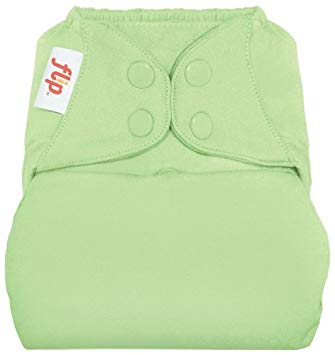 Flip Hybrid Reusable Cloth Diaper Cover with Adjustable Snaps and Stretchy Tabs - Fits Babies from 8 to 35  Pounds (Grasshopper)