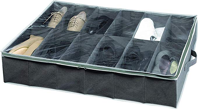 Compactor Novara Dora 12 Compartment Under bed Shoe Storage Bag, Dark Grey