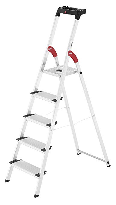 Hailo 8040-507 XXL safety ladder, 5 steps, multifunction tray, 130 mm deep steps, made in Germany