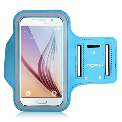 Universal Sports Armband, MoKo Water Resistant Running Case Workout Arm Band Cover for iPhone 6S, 6, 5S, 5, SE, Galaxy S7, S6, S6 edge, J5, BLU 5.0, Moto G, Pixel Huawei Sony LG, Light Blue