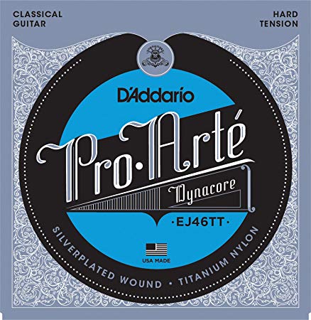 D'Addario EJ46TT ProArte DynaCore Classical Guitar Strings, Titanium Trebles, Hard Tension