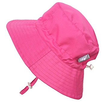 JAN & JUL Baby Toddler Kids 50  UPF Size Adjustable Bucket Sun Hat with Chin Strap Shirt & Shorts Set, Aqua Dry