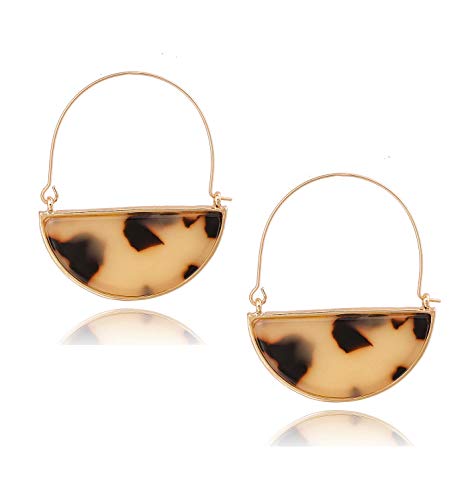 Acrylic Earrings For Women Girls Geometric Circle Resin Drop Dangle Earrings Statement Fan Hoop Earring Tortoise Stud Earrings Fashion Jewelry