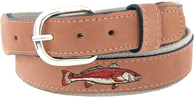 ZEP-PRO Men's Tan Leather Embroidered Redfish Belt