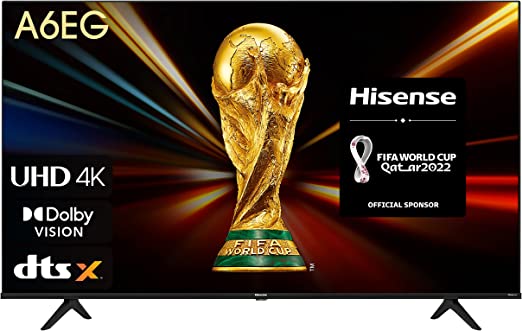 Hisense 65A6EGTUK (65 Inch) 4K UHD Smart TV, with Dolby Vision HDR, DTS Virtual X, Youtube, Netflix, Disney  , Freeview Play and Alexa Built-in, Bluetooth and WiFi (2022 NEW)