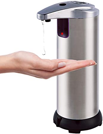 vplus Automatic Soap Dispenser, Touchless Soap Dispenser with Waterproof Base Suitable for Bathroom (Stainless Steel)