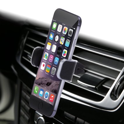 Dash Crab MONO - Genuine Leather Car Mount, Luxurious Premium Air Vent Cell Phone Car Holder for iPhone 6s Plus 5s 5c, Galaxy S7 S6 Edge Note 5 4, Universal Grip - Retail Pack (Black)
