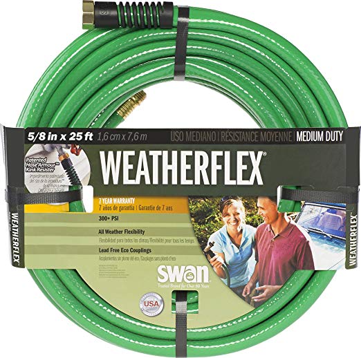Swan Products SNWF58025 Weatherflex Medium Duty All Temperature Use Garden Hose 25 ft, 5/8" diameter