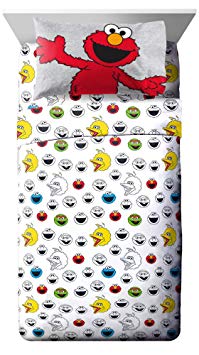 Sesame Street Elmo Hip Twin Sheet Set - 3 Piece Set Super Soft and Cozy Kid’s Bedding Features Elmo and Cookie Monster - Fade Resistant Polyester Microfiber Sheets (Official Sesame Street Product)