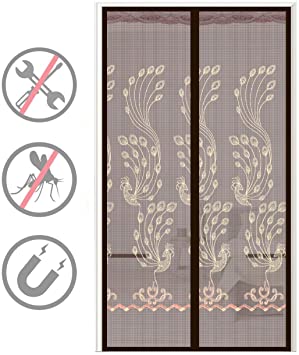 Magnetic Screen Door Screen Doors French Door Screen Magnetic Closure Door Net Reinforced Fiberglass Mesh Curtain Front Door Screen Hands Free Screen Door Doorway 38x82 Inches