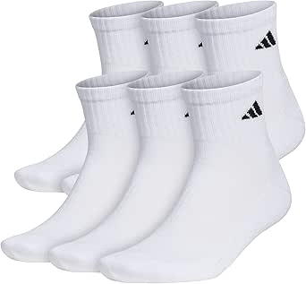 adidas Men's Athletic Cushioned Quarter Socks with Arch Compression (6 Pairs)