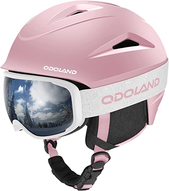 Odoland Snow Helmet, Ski Helmet with Ski Goggles for Snow Sports, Shockproof, Windproof, Safety Snowboard Helmet and Protective Goggles for Men Women and Youth