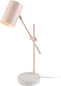 Globe Electric 30292 18" Desk/Table Lamp, Matte Pink, Matte Brass Accent, Terrazzo Base, Adjustable Height, Balance Arm, in-Line Rocker On/Off Switch, Adjustable Lamp, Home Office Accessories