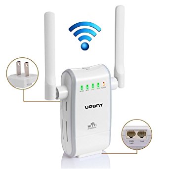 URANT 300Mbps WiFi Long Range Extender WiFi Router Wireless Network Extender with Access Point/Router/Repeater Signal Booster/Amplifier Complies IEEE802.11n/b/g Dual Antenna Under 2.4GHz