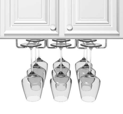 Sorbus Under Cabinet Wine Glass Rack and Stemware Holder – 3 Rows Holds up to 9 of Your Most Delicate Glassware