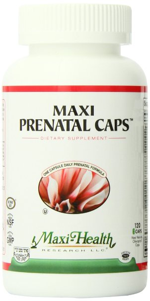 Maxi Health Prenatal Caps Multivitamins with Biotin and Iron One a Day 120 Count