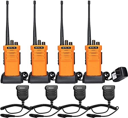 Retevis RT29 2 Way Radios Walkie Talkies Adults Long Range, Heavy Duty Two Way Radios Rechargeable 3200mAh Battery VOX Alarm with IP67 Waterproof Speak Mic, for Construction Site Warehouse(4 Pack)