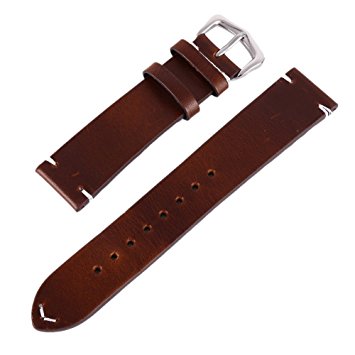 ESHOO Genuine Leather Watch Strap Replacement Watch Bands Watch Buckle Clasp(18mm 20mm 22mm)