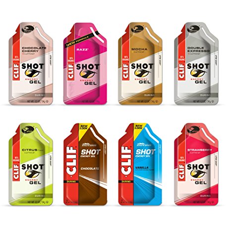 Clif Shot Energy Gels Variety Sampler Pack - 8 Gels (1 of Each Flavor)