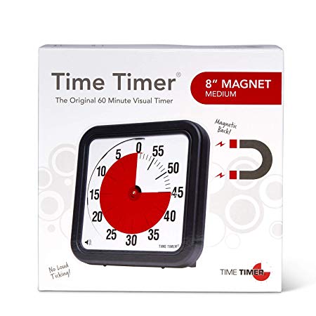 Time Timer Original 8 inch Magnet; 60 Minute Visual Timer – Classroom or Meeting Countdown Clock for Kids and Adults (Black)