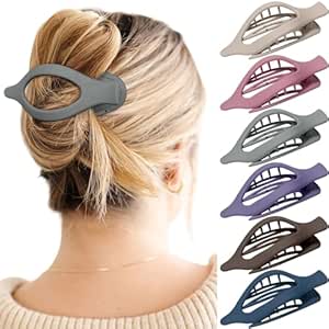 French Flat Hair Clips for Women - 6Pcs Flat Hair Claws for Thin Thick Hair Strong Hold No Slip Grip Hair Claw Clips for Women Girls (Matte Dark color(L:4.6 IN, W:1.97IN))