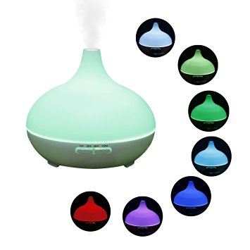 ICOCO 300ml 10.15oz Aroma Therapy Ultrasonic Essential Oil Diffuser Cool Mist Humidifier Aromatherapy Diffuser With Ionizer and 16 Modes Color Changing Light