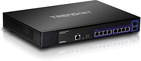 TRENDnet 10-Port 2.5GBASE-T Web Smart Switch, 8 x 2.5GBASE-T RJ-45 Ports, 2 x 10G SFP  Slots, Lifetime Protection, TEG-30102WS, Black