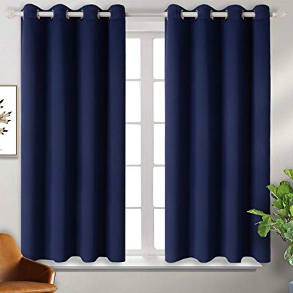 BGment Blackout Curtains for Bedroom - Grommet Thermal Insulated Room Darkening Curtains for Living Room, Set of 2 Panels (46 x 54 Inch, Navy Blue)