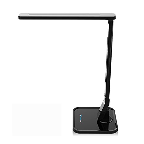 LED Table Desk Lamp Fugetek FT-768, 5-Levels Of Brightness, Touch Control Panel, 550 Lumen, 1-Hour Auto Timer (Black)