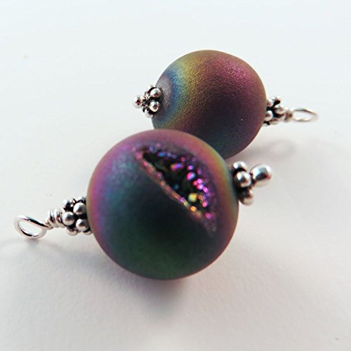 Druzy Iridescent Agate Ear Drops - INTERCHANGEABLE DROPS - Sold With or Without Ear Wires