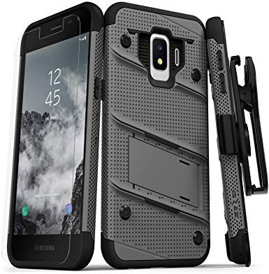 ZIZO Bolt Series Samsung Galaxy J2 Case Military Grade Drop Tested with Tempered Glass Screen Protector Holster J2 Pure Gun Metal Gray